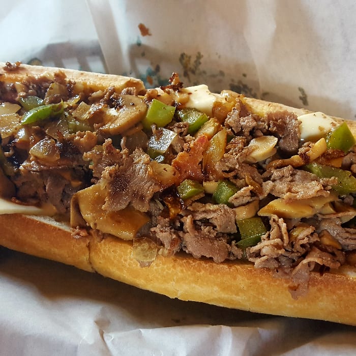 Cheesesteak with Onion, Pepper & Mushroom.